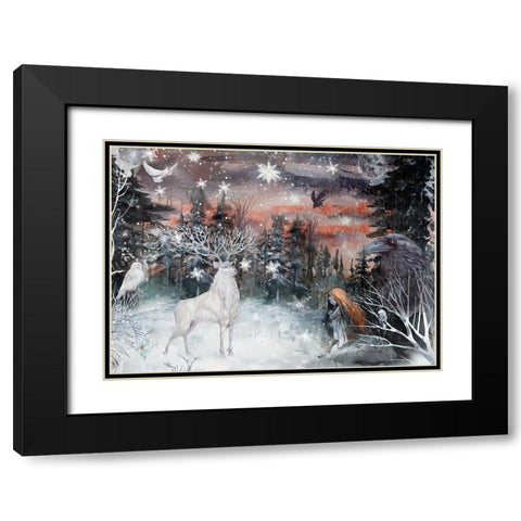 Iris Black Modern Wood Framed Art Print with Double Matting by The Font Diva