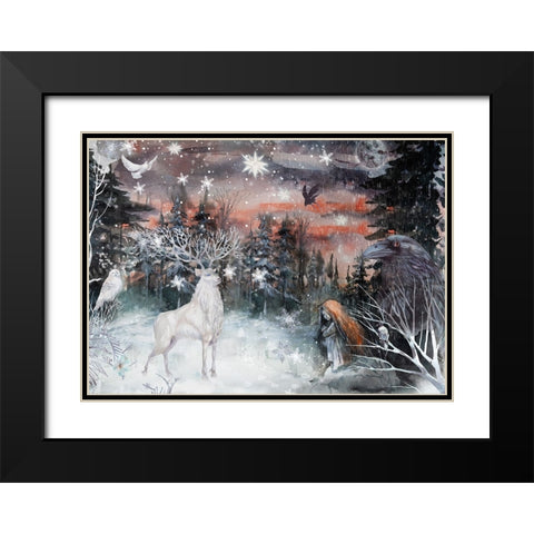 Iris Black Modern Wood Framed Art Print with Double Matting by The Font Diva