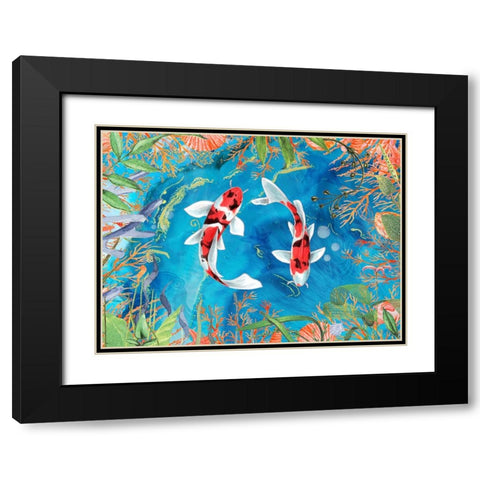 Just Keep Swimming Black Modern Wood Framed Art Print with Double Matting by The Font Diva
