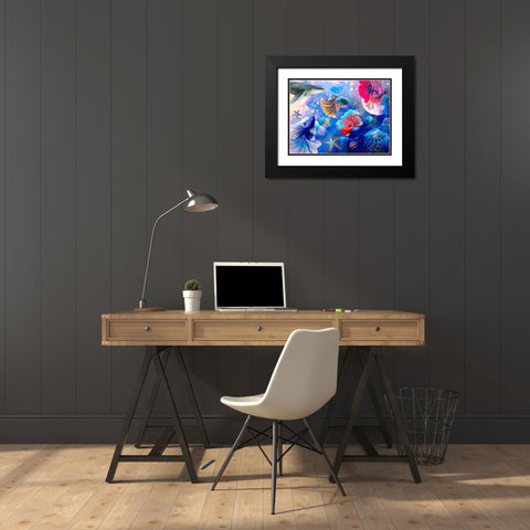 Deep Sea Galaxy Black Modern Wood Framed Art Print with Double Matting by The Font Diva