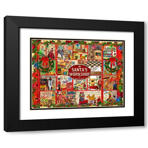 Santas Workshop Black Modern Wood Framed Art Print with Double Matting by The Font Diva