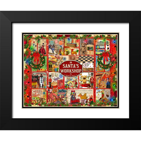 Santas Workshop Black Modern Wood Framed Art Print with Double Matting by The Font Diva
