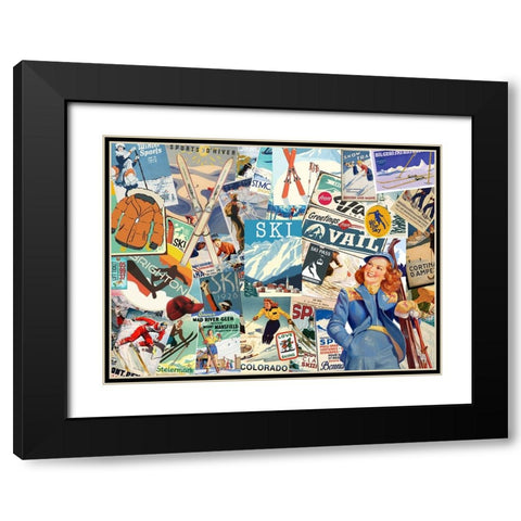 Ski Lodge Black Modern Wood Framed Art Print with Double Matting by The Font Diva