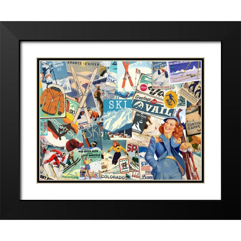 Ski Lodge Black Modern Wood Framed Art Print with Double Matting by The Font Diva