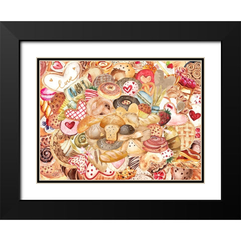Patisserie Black Modern Wood Framed Art Print with Double Matting by The Font Diva