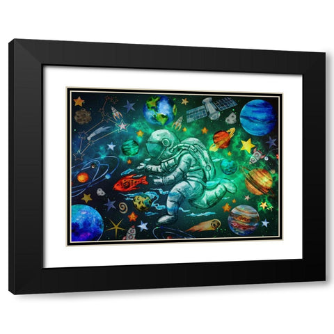 Star Search Black Modern Wood Framed Art Print with Double Matting by The Font Diva