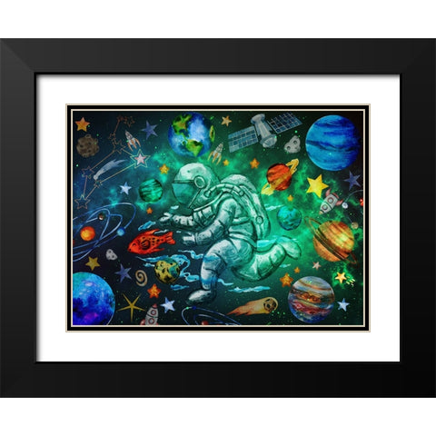 Star Search Black Modern Wood Framed Art Print with Double Matting by The Font Diva