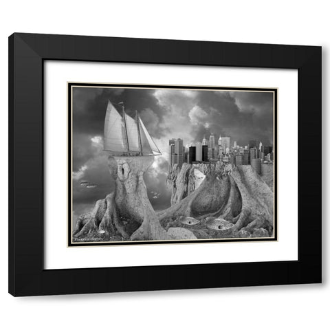 Fish out of Water Black Modern Wood Framed Art Print with Double Matting by Barbey, Thomas