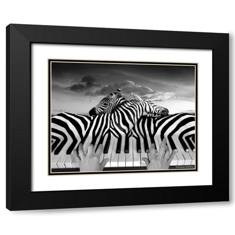 Piano Peace Black Modern Wood Framed Art Print with Double Matting by Barbey, Thomas