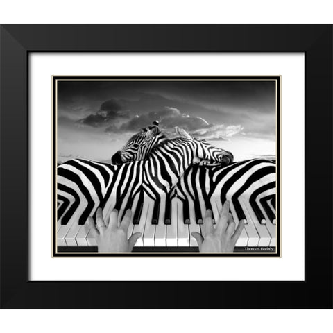 Piano Peace Black Modern Wood Framed Art Print with Double Matting by Barbey, Thomas