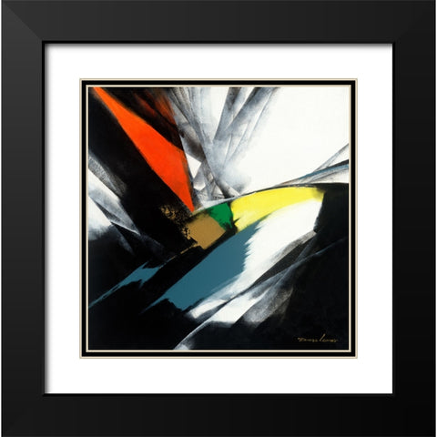 Color Block 1 Black Modern Wood Framed Art Print with Double Matting by Leung, Thomas
