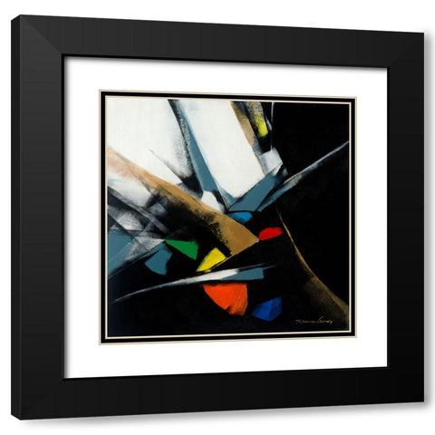 Color Block 2 Black Modern Wood Framed Art Print with Double Matting by Leung, Thomas