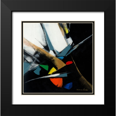 Color Block 2 Black Modern Wood Framed Art Print with Double Matting by Leung, Thomas