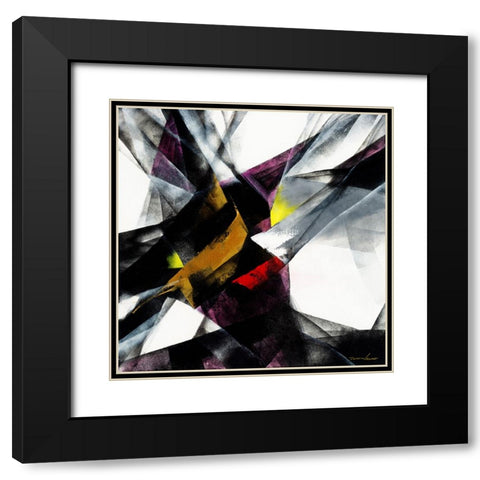 Color Block 3 Black Modern Wood Framed Art Print with Double Matting by Leung, Thomas
