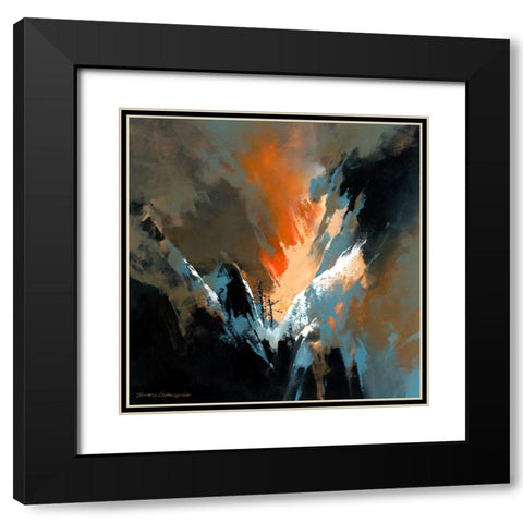 Snow Valley Black Modern Wood Framed Art Print with Double Matting by Leung, Thomas