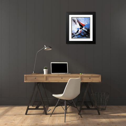 Action 1 Black Modern Wood Framed Art Print with Double Matting by Leung, Thomas