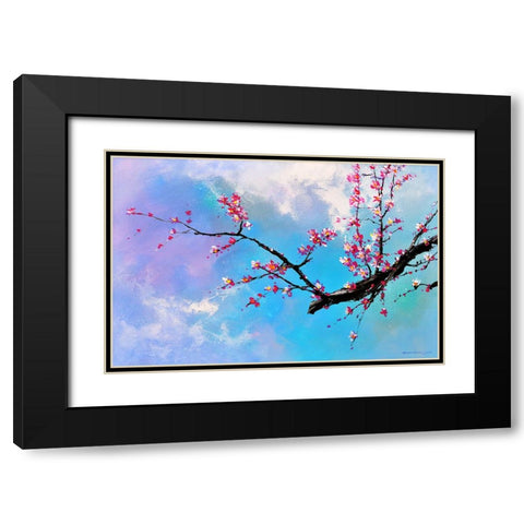 Blossom Flower Black Modern Wood Framed Art Print with Double Matting by Leung, Thomas