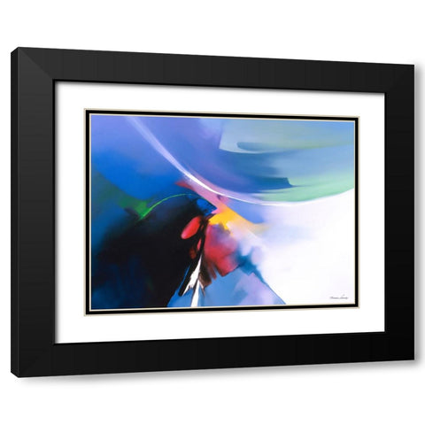 Dancing Color 1 Black Modern Wood Framed Art Print with Double Matting by Leung, Thomas