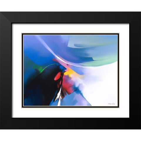 Dancing Color 1 Black Modern Wood Framed Art Print with Double Matting by Leung, Thomas