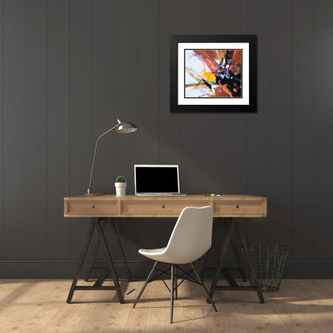 Dancing Color 3 Black Modern Wood Framed Art Print with Double Matting by Leung, Thomas
