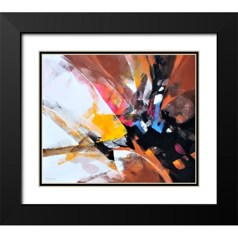 Dancing Color 3 Black Modern Wood Framed Art Print with Double Matting by Leung, Thomas