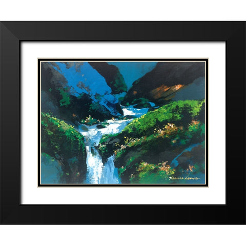 Creek Black Modern Wood Framed Art Print with Double Matting by Leung, Thomas