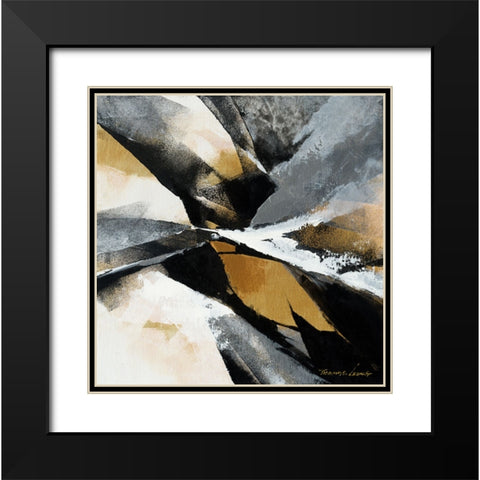 Gold Fusion 2 Black Modern Wood Framed Art Print with Double Matting by Leung, Thomas