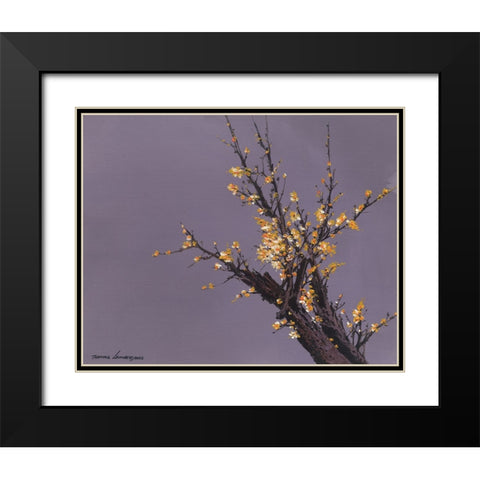 Little Plum Flowers Black Modern Wood Framed Art Print with Double Matting by Leung, Thomas