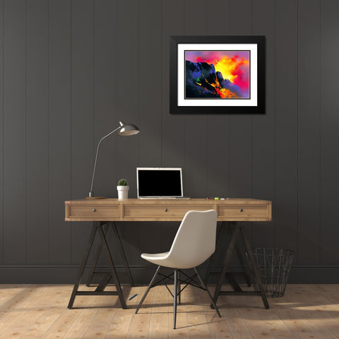 Lavas Descent Black Modern Wood Framed Art Print with Double Matting by Leung, Thomas