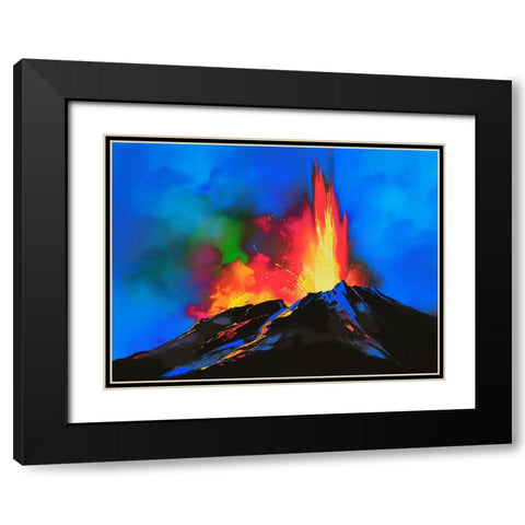 Volcanic Majesty Black Modern Wood Framed Art Print with Double Matting by Leung, Thomas
