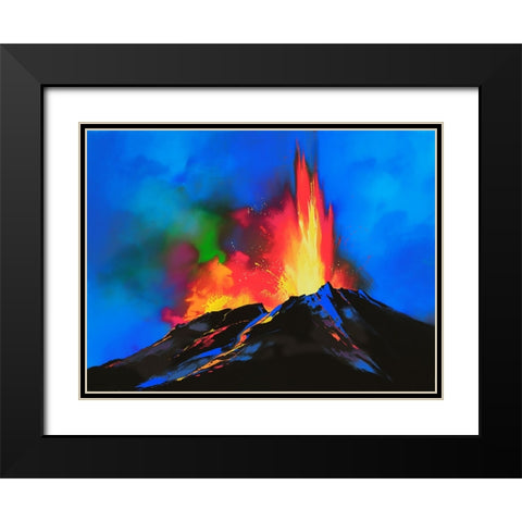 Volcanic Majesty Black Modern Wood Framed Art Print with Double Matting by Leung, Thomas