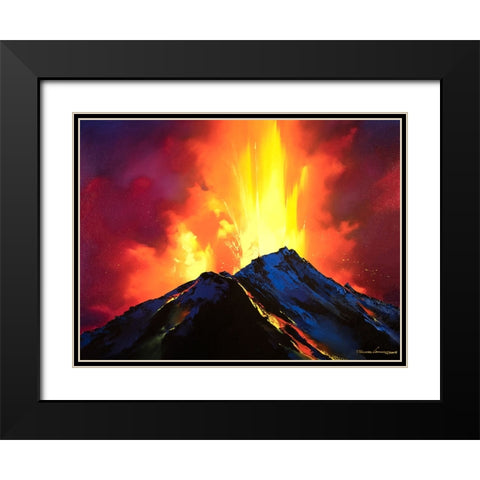 Volcanic Roar Black Modern Wood Framed Art Print with Double Matting by Leung, Thomas