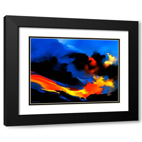 Fire Surf Black Modern Wood Framed Art Print with Double Matting by Leung, Thomas