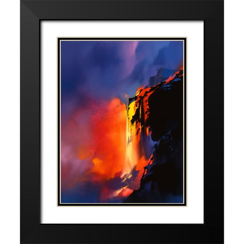 Fire Cliffs Black Modern Wood Framed Art Print with Double Matting by Leung, Thomas