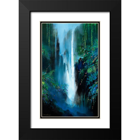 Inside The Falls Black Modern Wood Framed Art Print with Double Matting by Leung, Thomas