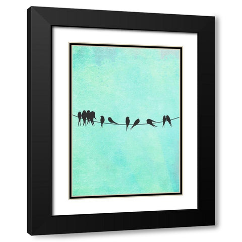 Birds On A Wire Black Modern Wood Framed Art Print with Double Matting by Lavoie, Tina