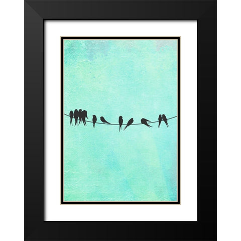 Birds On A Wire Black Modern Wood Framed Art Print with Double Matting by Lavoie, Tina