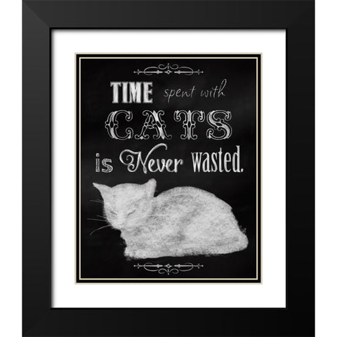 Time Spent With Cats Black Modern Wood Framed Art Print with Double Matting by Lavoie, Tina