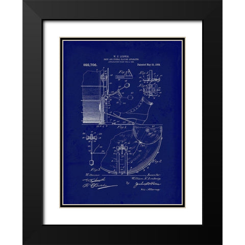 1909 Drum Cymbal Playing Apparatus Black Modern Wood Framed Art Print with Double Matting by Lavoie, Tina