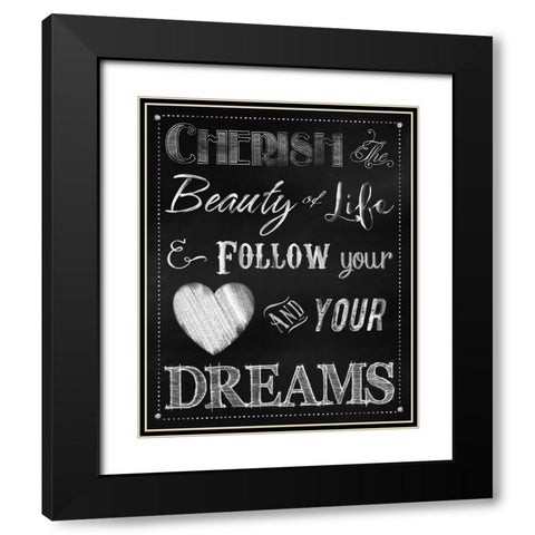 Chalkboard Cherish The Beauty Black Modern Wood Framed Art Print with Double Matting by Lavoie, Tina