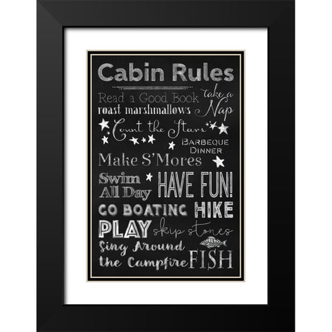 Chalkboard Cabin Rules Black Modern Wood Framed Art Print with Double Matting by Lavoie, Tina