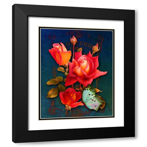 Vintage Roses Black Modern Wood Framed Art Print with Double Matting by Lavoie, Tina