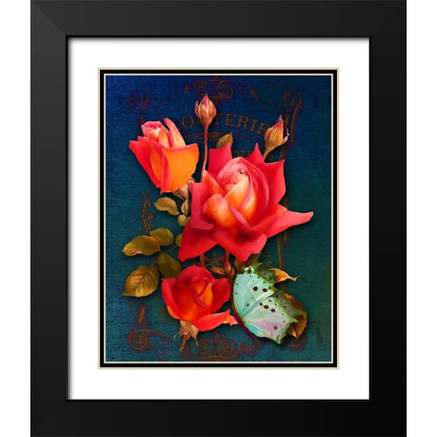 Vintage Roses Black Modern Wood Framed Art Print with Double Matting by Lavoie, Tina