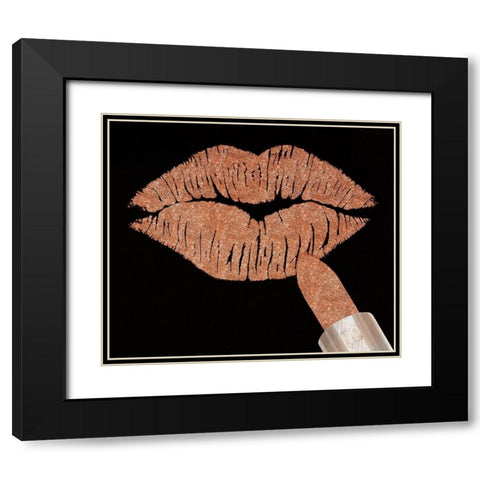 Rosegold Kiss Black Modern Wood Framed Art Print with Double Matting by Lavoie, Tina