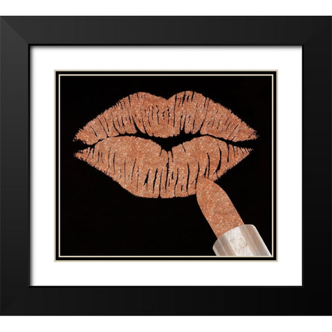 Rosegold Kiss Black Modern Wood Framed Art Print with Double Matting by Lavoie, Tina