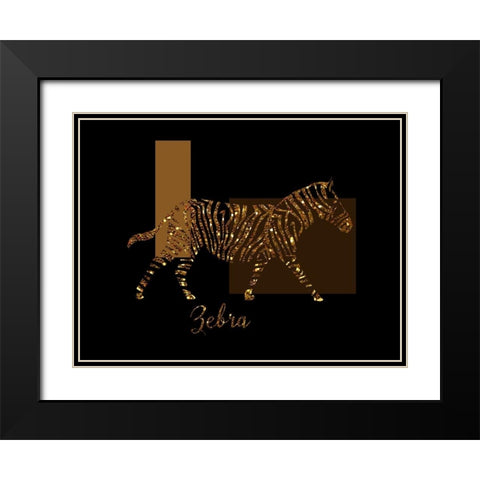 Gilt Zebra Black Modern Wood Framed Art Print with Double Matting by Lavoie, Tina