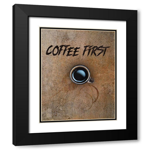 Coffee First Black Modern Wood Framed Art Print with Double Matting by Lavoie, Tina