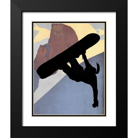 Snowboarding Betty Evening Light Black Modern Wood Framed Art Print with Double Matting by Lavoie, Tina