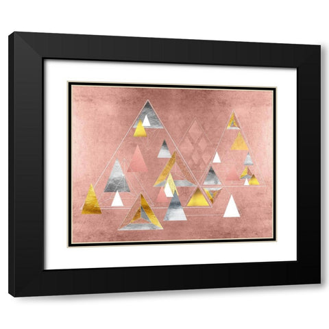 Park Avenue Abstract Geometric Christmas Trees Black Modern Wood Framed Art Print with Double Matting by Lavoie, Tina