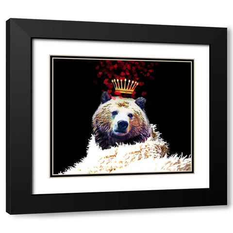 Royal Love Grizzly Bear Black Modern Wood Framed Art Print with Double Matting by Lavoie, Tina